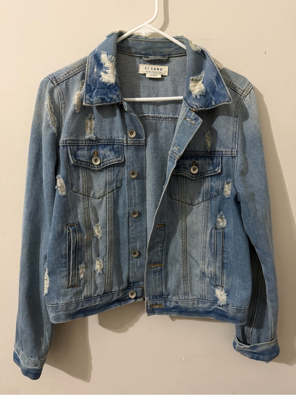 Ciso Light Blue Distressed Denim Jacket